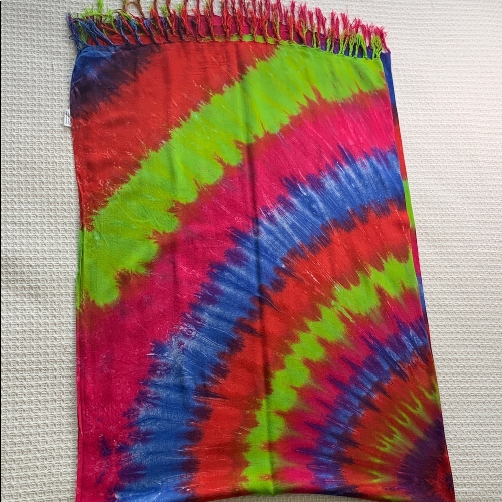 Aloha Hawaii rainbow tie dye rayon sarong / scarf